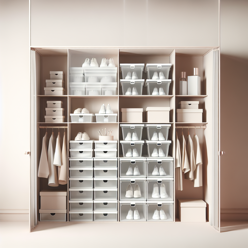 Minimalist Closet Makeover: Using Clear, Stackable Shoe Boxes