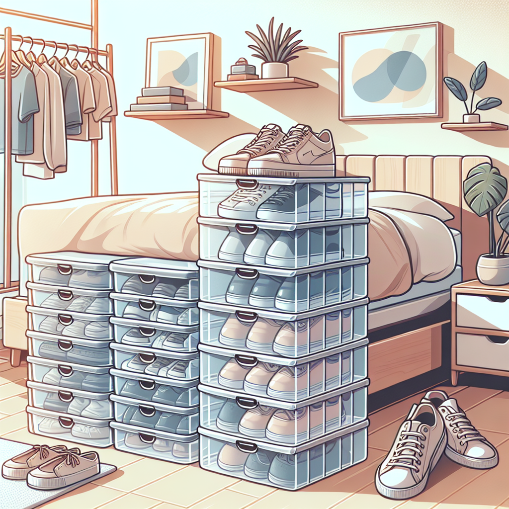 Small Space Solutions: Use Stackable Transparent Shoe Boxes Under the Bed