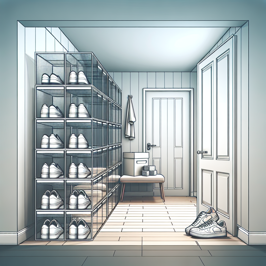 Organize Your Mudroom With Transparent Shoe Boxes That Stack