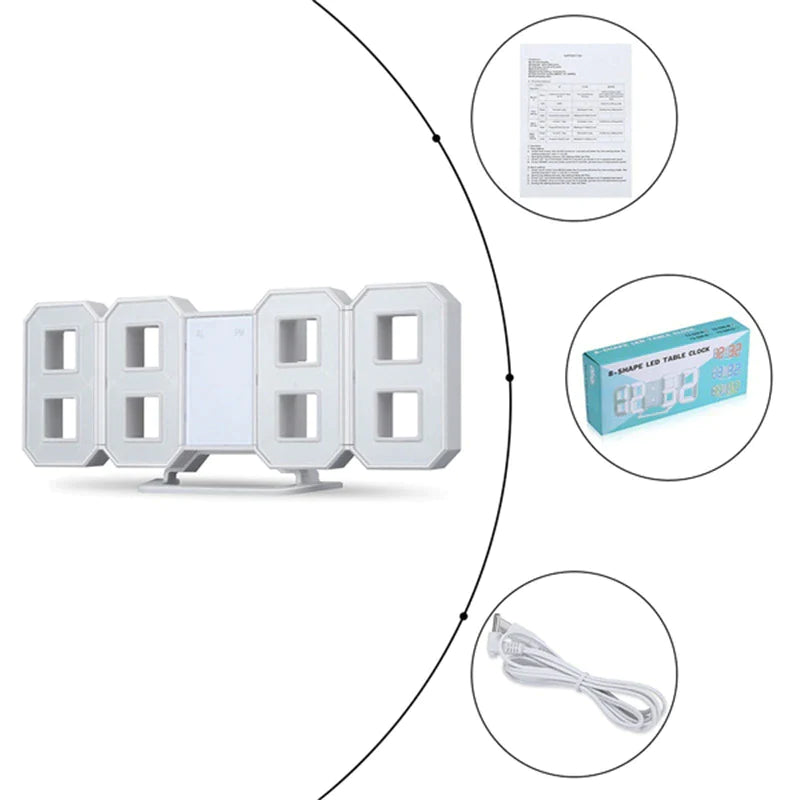 Sleek Digital 3D LED Alarm Clock with Snooze, Auto Brightness & USB Power - Perfect for Home & Office!