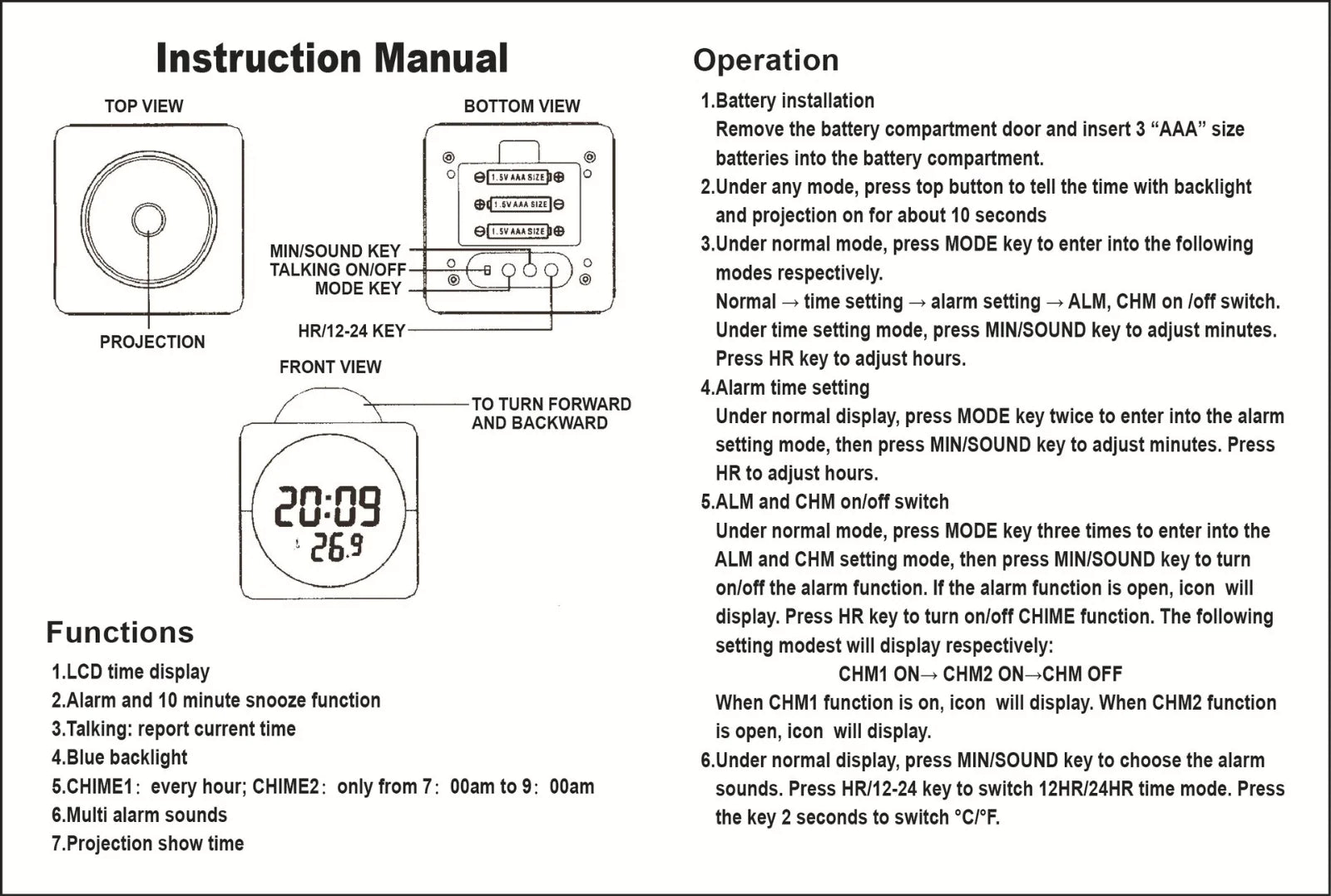 Revolutionary LED Projection Alarm Clock with Digital LCD Display, Voice Activation, Weather Updates, Snooze Function, and USB Charging