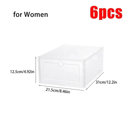 Organize Your Footwear with 6Pcs Stackable Transparent Shoe Boxes - Dustproof Sneaker Storage Solution