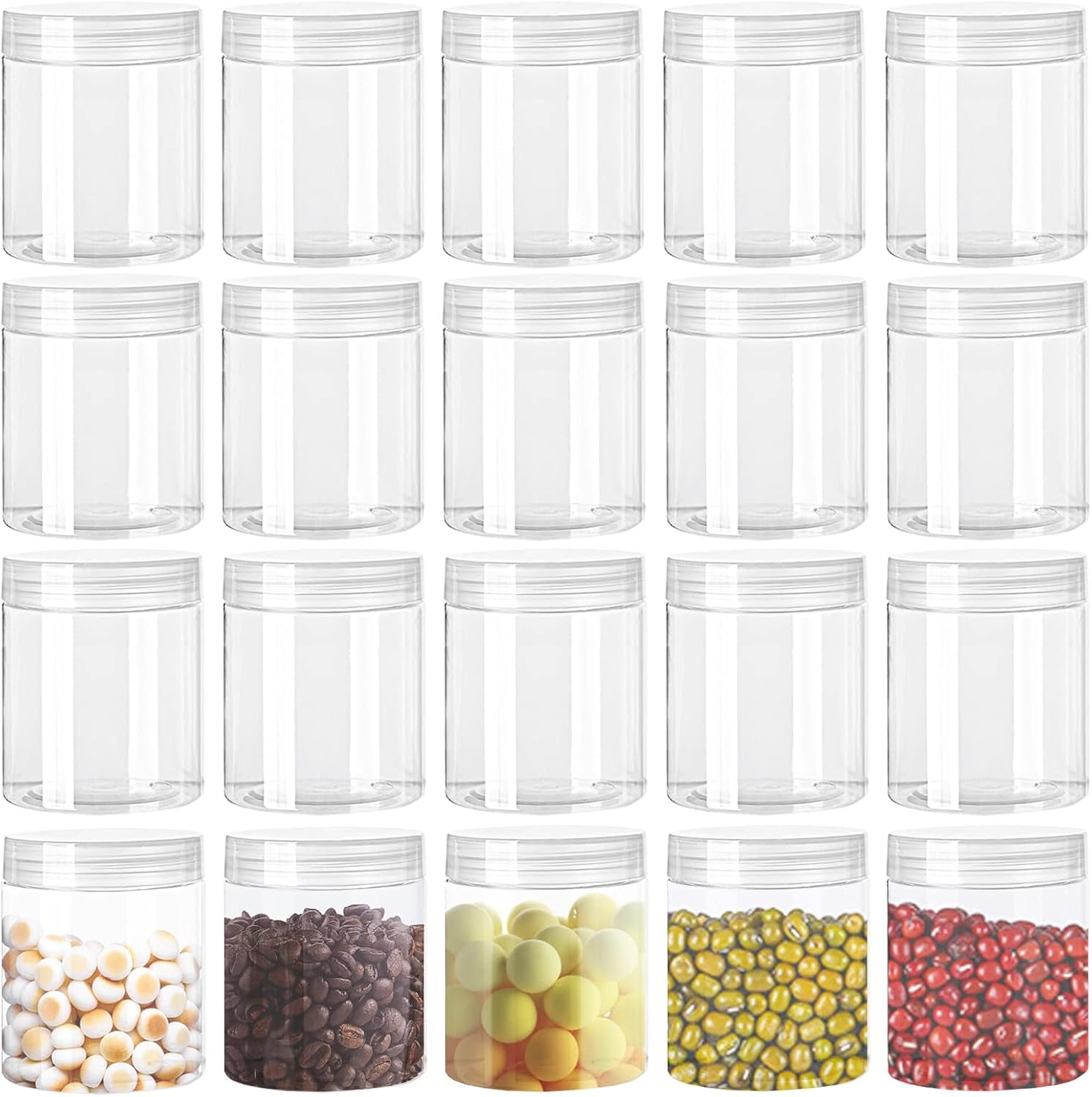 Elevate Your Storage Solutions with 20 Pack 4Oz Clear Plastic Jars - Perfect for Beauty Products, Candy, and More!