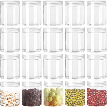 Elevate Your Storage Solutions with 20 Pack 4Oz Clear Plastic Jars - Perfect for Beauty Products, Candy, and More!