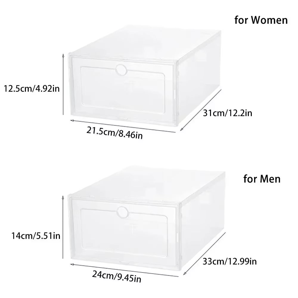 Organize Your Footwear with 6Pcs Stackable Transparent Shoe Boxes - Dustproof Sneaker Storage Solution