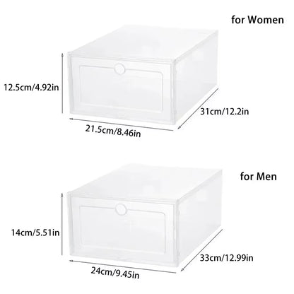 Organize Your Footwear with 6Pcs Stackable Transparent Shoe Boxes - Dustproof Sneaker Storage Solution