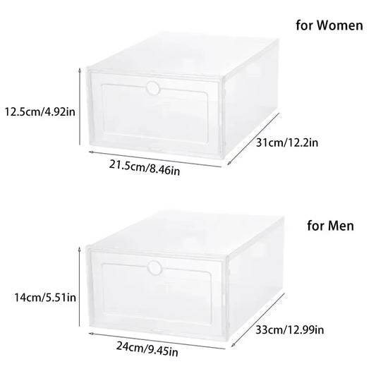 Organize Your Footwear with 6Pcs Stackable Transparent Shoe Boxes - Dustproof Sneaker Storage Solution