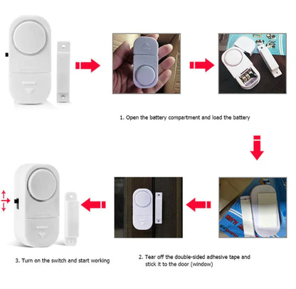 Elevate Your Home Security with 6 PCS Wireless Window and Door Burglar Alarm System - Magnetic Sensor Included!