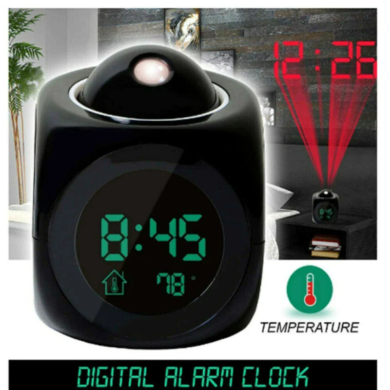 Revolutionary LED Projection Alarm Clock with Digital LCD Display, Voice Activation, Weather Updates, Snooze Function, and USB Charging