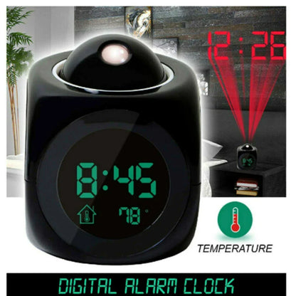 Revolutionary LED Projection Alarm Clock with Digital LCD Display, Voice Activation, Weather Updates, Snooze Function, and USB Charging
