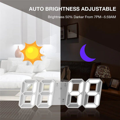 Sleek Digital 3D LED Alarm Clock with Snooze, Auto Brightness & USB Power - Perfect for Home & Office!