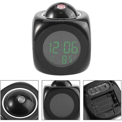 Revolutionary LED Projection Alarm Clock with Digital LCD Display, Voice Activation, Weather Updates, Snooze Function, and USB Charging