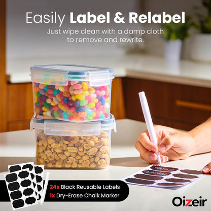 Maximize Your Kitchen Organization with Our 24-Pack Airtight Food Storage Containers - Perfect for Cereal, Flour, Sugar, and More!