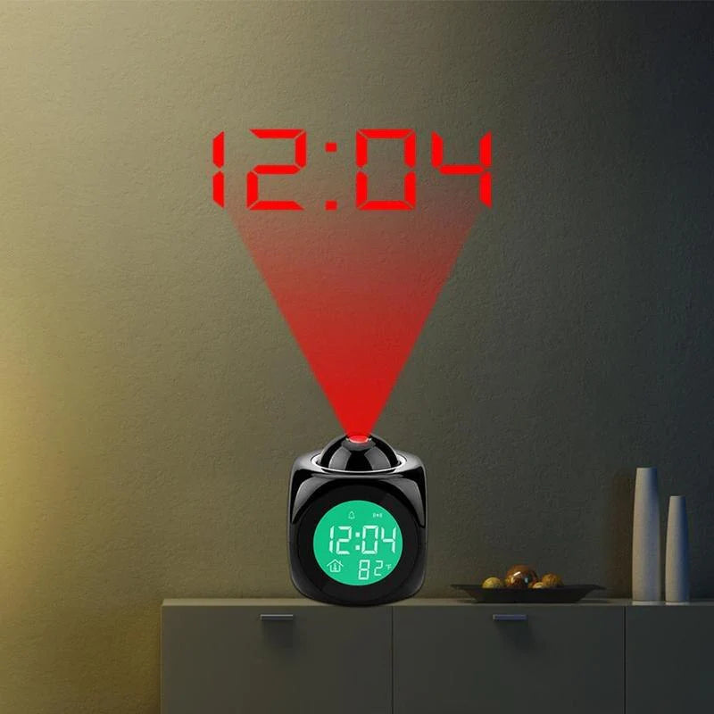 Revolutionary LED Projection Alarm Clock with Digital LCD Display, Voice Activation, Weather Updates, Snooze Function, and USB Charging