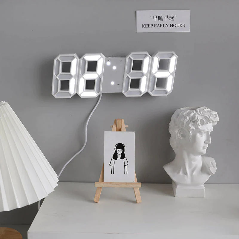 Sleek Digital 3D LED Alarm Clock with Snooze, Auto Brightness & USB Power - Perfect for Home & Office!