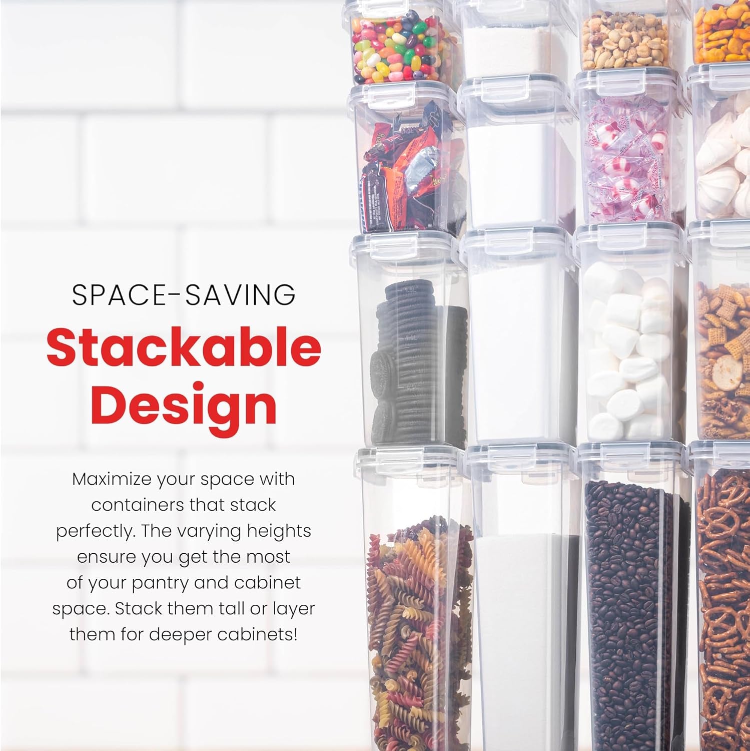 Maximize Your Kitchen Organization with Our 24-Pack Airtight Food Storage Containers - Perfect for Cereal, Flour, Sugar, and More!