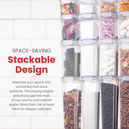 Maximize Your Kitchen Organization with Our 24-Pack Airtight Food Storage Containers - Perfect for Cereal, Flour, Sugar, and More!