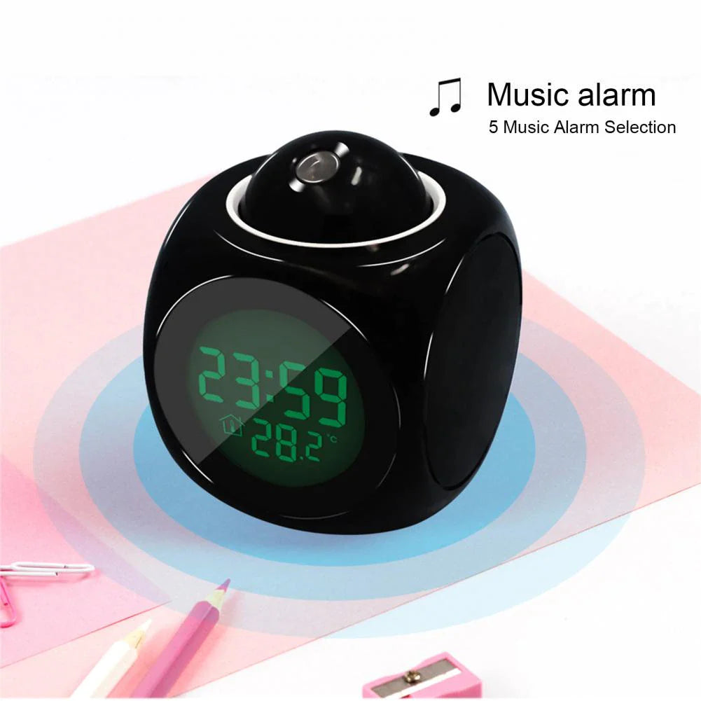 Revolutionary LED Projection Alarm Clock with Digital LCD Display, Voice Activation, Weather Updates, Snooze Function, and USB Charging