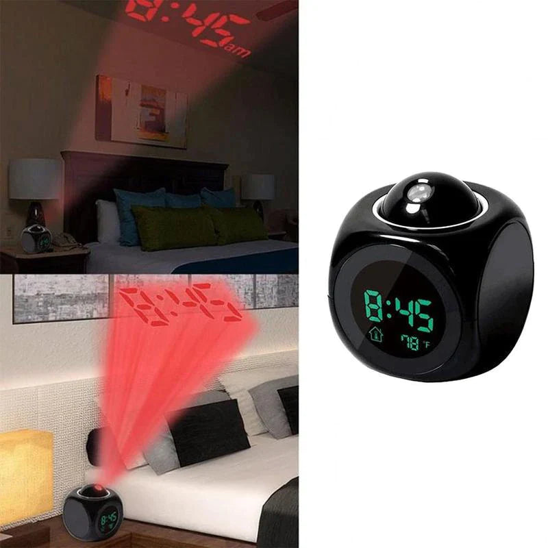 Revolutionary LED Projection Alarm Clock with Digital LCD Display, Voice Activation, Weather Updates, Snooze Function, and USB Charging